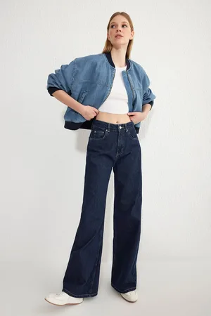 Trendyol Dark Blue High Waist Wide Leg Jeans
