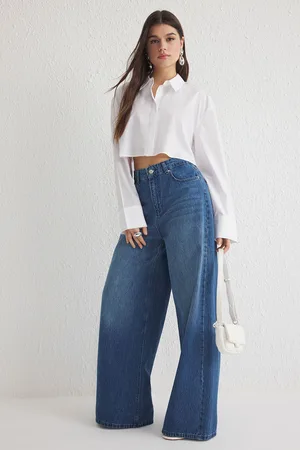 Trendyol Blue High Waist Extra Wide Leg Jeans