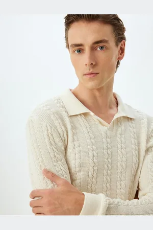 Koton Slim Fit Sweater Textured Polo Neck Cotton Blend