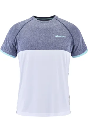 Babolat Pánské tričko Play Crew Neck Tee Men White/Blue Heather XXL