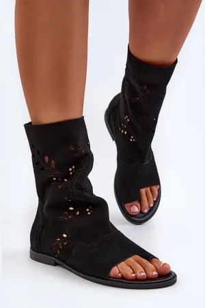 Lewski Shoes Zazoo 3437 Dámské Semišové Sandály S Hřebínkem Na Zip Černé