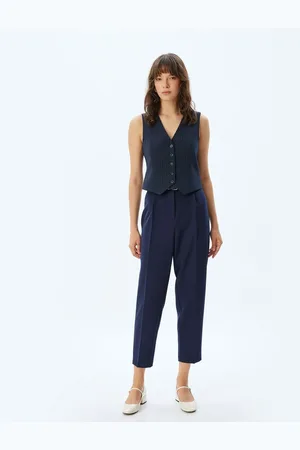 Koton Short Leg Cigarette Trousers High Waist Slim Fit