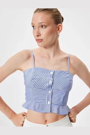 Koton X Melis Ağazat - Crop Strap Bustier Buttoned Cotton