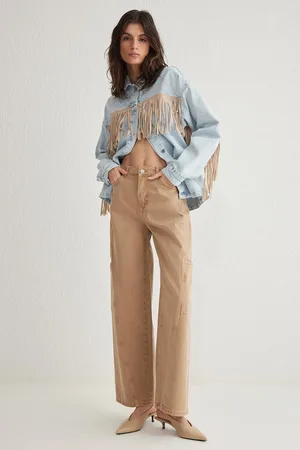 Trendyol Brown Pocket Detailed High Waist Barrel Jeans
