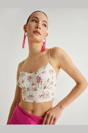 Koton X Melis Ağazat - Crop Floral Drawstring Tank