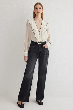 Trendyol Black High Waist Wide Leg Jeans