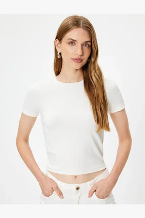 Koton Slim Fit Short Sleeve Crew Neck Viscose Fabric Blend Basic T-Shirt