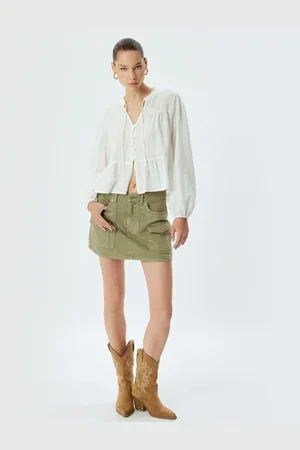 Koton Mini Shorts Skirt Pocket Detail Buttoned Comfortable Pattern