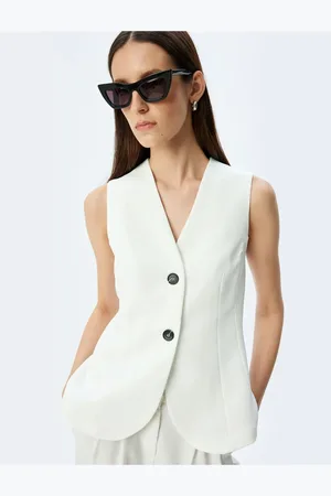 Koton Slim Fit Buttoned V Neck Long Blazer Vest