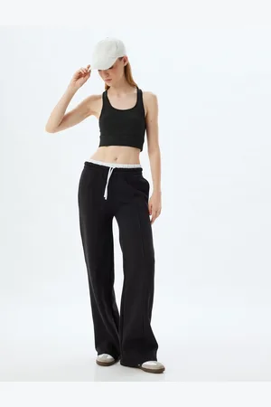 Koton High Waist Sweatpants Double Waist Detailed Ribbed Tied Waist
