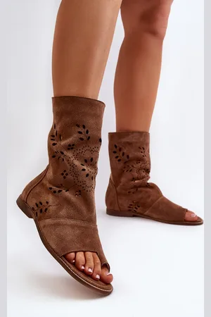 Lewski Shoes Zazoo 3437 Dámské Semišové Sandály S Hřídelí Na Zip Hnědé
