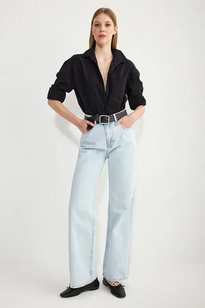 Trendyol Light Blue High Waist Wide Leg Jeans