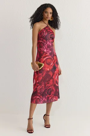 Trendyol Multicolored Floral Patterned Woven Midi Dress