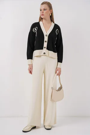 Bigdart 15902 Knitwear Cardigan Trousers Two Piece Set - Black