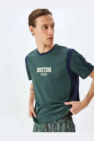 Koton Crew Neck Short Sleeve Color Block Slogan Printed Oversize Sports T-Shirt