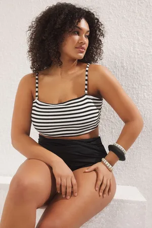 Trendyol Curve Multicolored Striped Rope Strap Staplez Plus Size Bikini Top