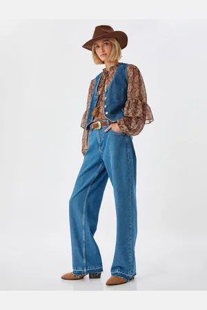 Koton Straight Long Leg Jeans Double Waist Detailed Normal Waist - Straight Jean