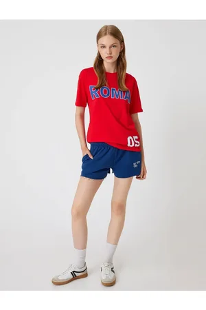 Koton Back Printed T-Shirt Oversize Crew Neck Short Sleeve