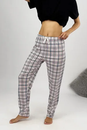 Dewberry 80156 Women Pyjama Bottom-WHITE-RED