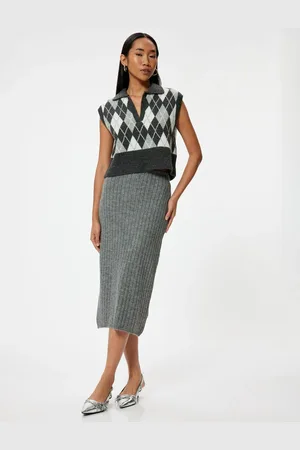 Koton Standard Waist Midi Knitted Pencil Skirt