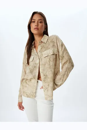 Koton Viscose Shirt Batik Patterned Long Sleeves Flap Pocket Detail