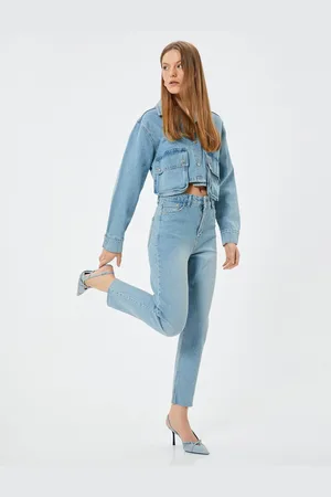Koton High Waist Jeans Straight Leg Slim Fit Cotton - Slim Fit Jeans