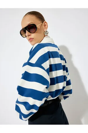 Koton Polo Collar Sweatshirt, Triple Thread Raised Buttoned Long Sleeve Comfortable Pattern