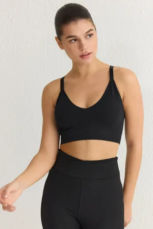Trendyol Black Seamless Cross Back Adjustable Strapless Support Knitted Sports Bra