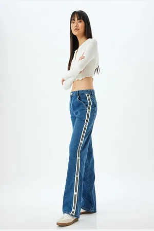 Koton Straight Leg Jeans Stripe Detail Buttoned Regular Waist Cotton - Longer Straight Jeans