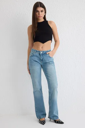 Trendyol Blue Low Waist Flare Jeans