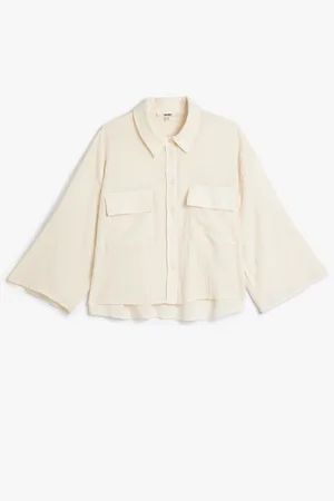 Koton Textured Wide Long Sleeve Shirt with Double Flap Pockets