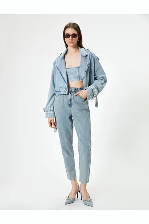 Koton High Waist Jeans Short Leg Elastic - Mom Jean
