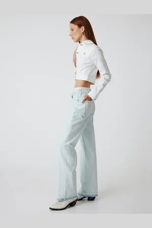 Koton Straight Long Leg Jeans Double Waist Detailed Normal Waist - Straight Jean