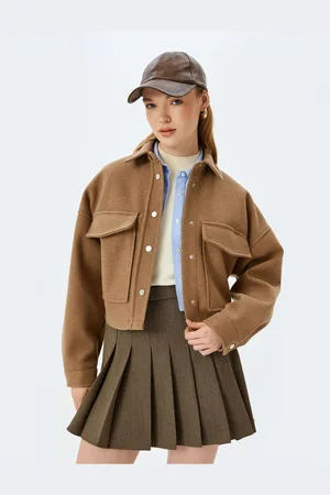 Koton Shirt Collar Snap Button Pocket Detailed Textured Shacket