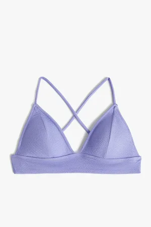 Koton KT - Triangle Bikini Top Textured Cross Strap Covered