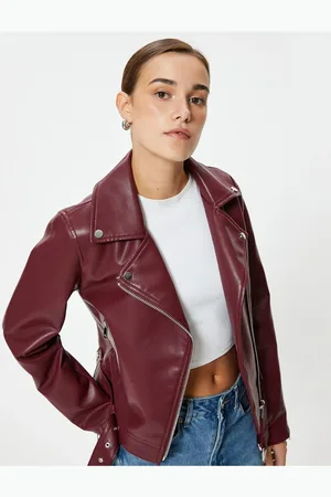 Koton Faux Leather Jacket Zipper Double Breasted With Pocket
