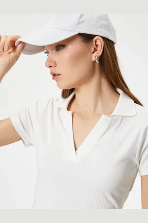 Koton Crop Polo Neck T-Shirt Short Sleeve Slim Fit Camisole Viscose