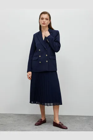 Koton Midi Pleated Skirt Elastic High Waist Lined