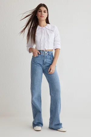 Trendyol Blue High Waist Wide Leg Jeans