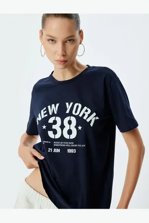 Koton College T-Shirt Oversize Printed Crew Neck Short Sleeve