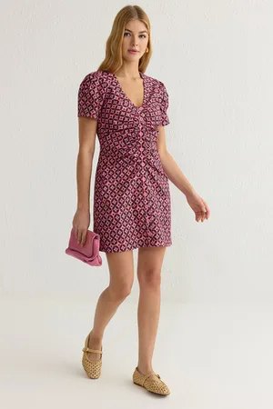 Trendyol Purple Retro Mini Woven Dress