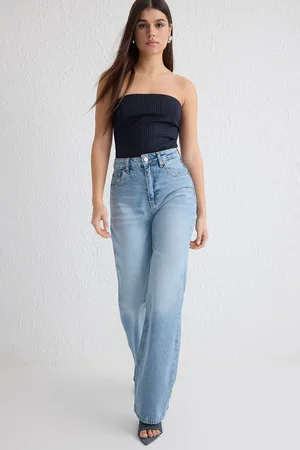 Trendyol Light Blue High Waist Wide Leg Jeans