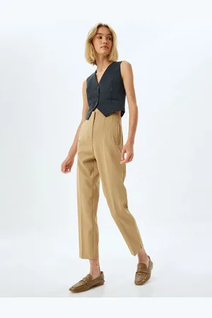 Koton High Waist Fabric Trousers Cigarette Shape Pocket Dart Detail