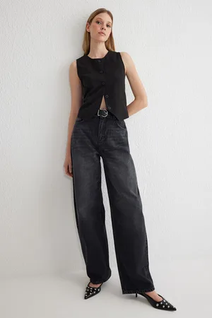 Trendyol Black High Waist Barrel Baggy Jeans