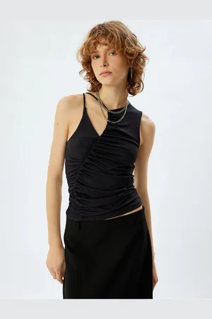 Koton Sleeveless Top Draped Window Detail Slim Fit