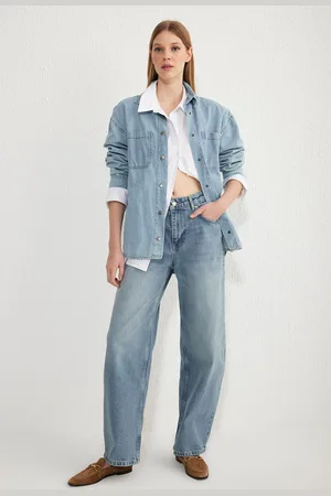 Trendyol Blue High Waist Barrel Baggy Jeans