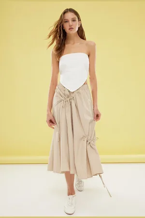 Trendyol Khaki Parachute Fabric Elastic Waist Maxi Skirt