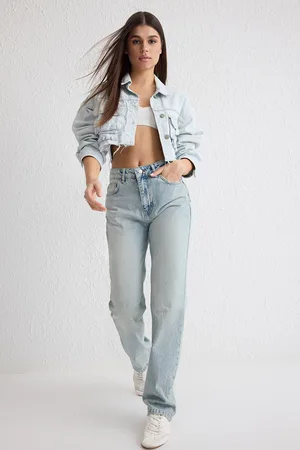 Trendyol Light Blue High Waist Straight Jeans