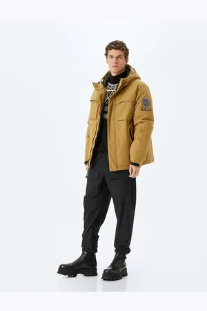 Koton Zippered Windproof Hooded Ski Coat with Pocket Label Detail