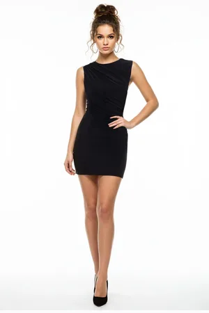 Trendyol Black Bodycon Pleated Knitted Short Elegant Dress